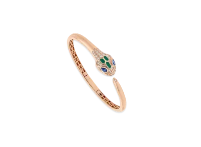 BVLGARI Serpenti Bracelet Sapphires Diamond Malachite "Pink Gold"