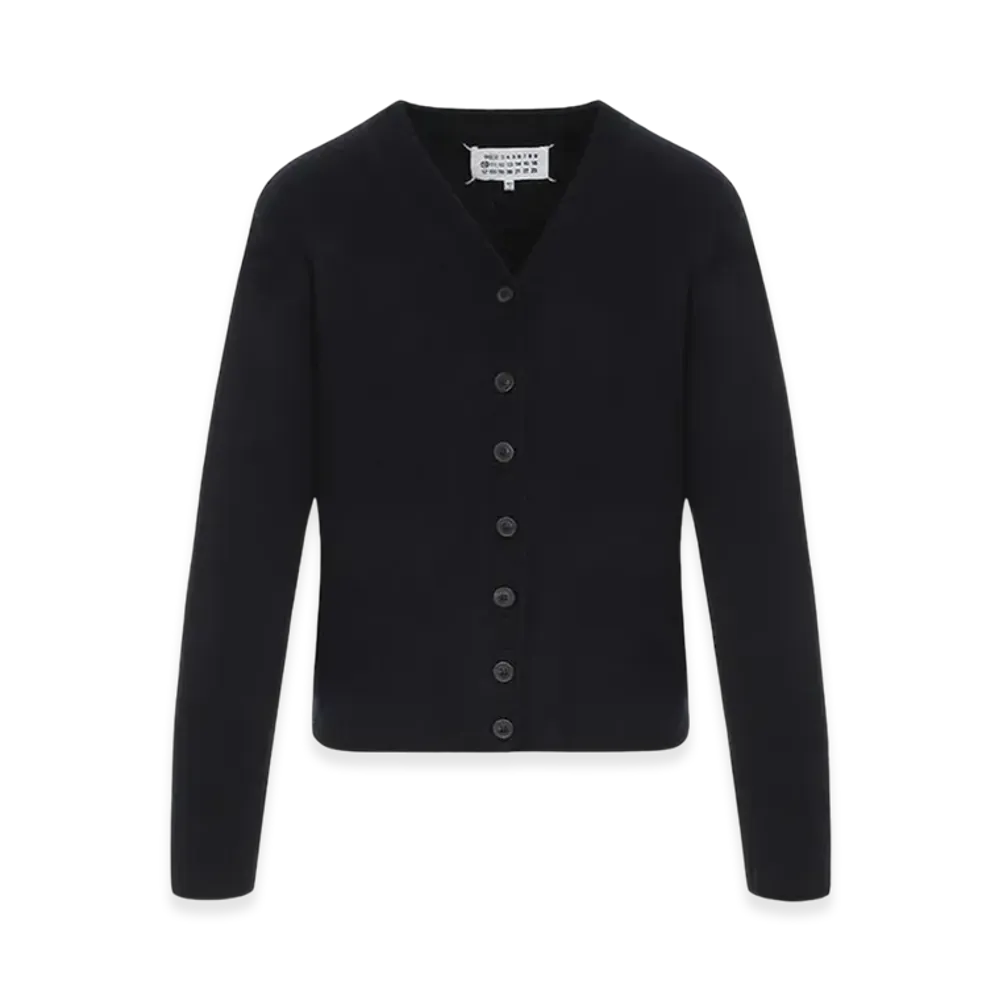 Maison Margiela Women's Washed Lambswool Cardigan "Navy"