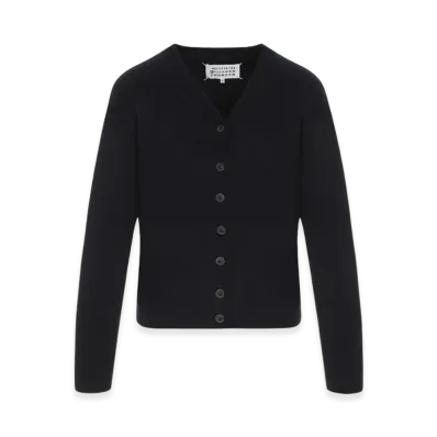 Maison Margiela Women's Washed Lambswool Cardigan "Navy"