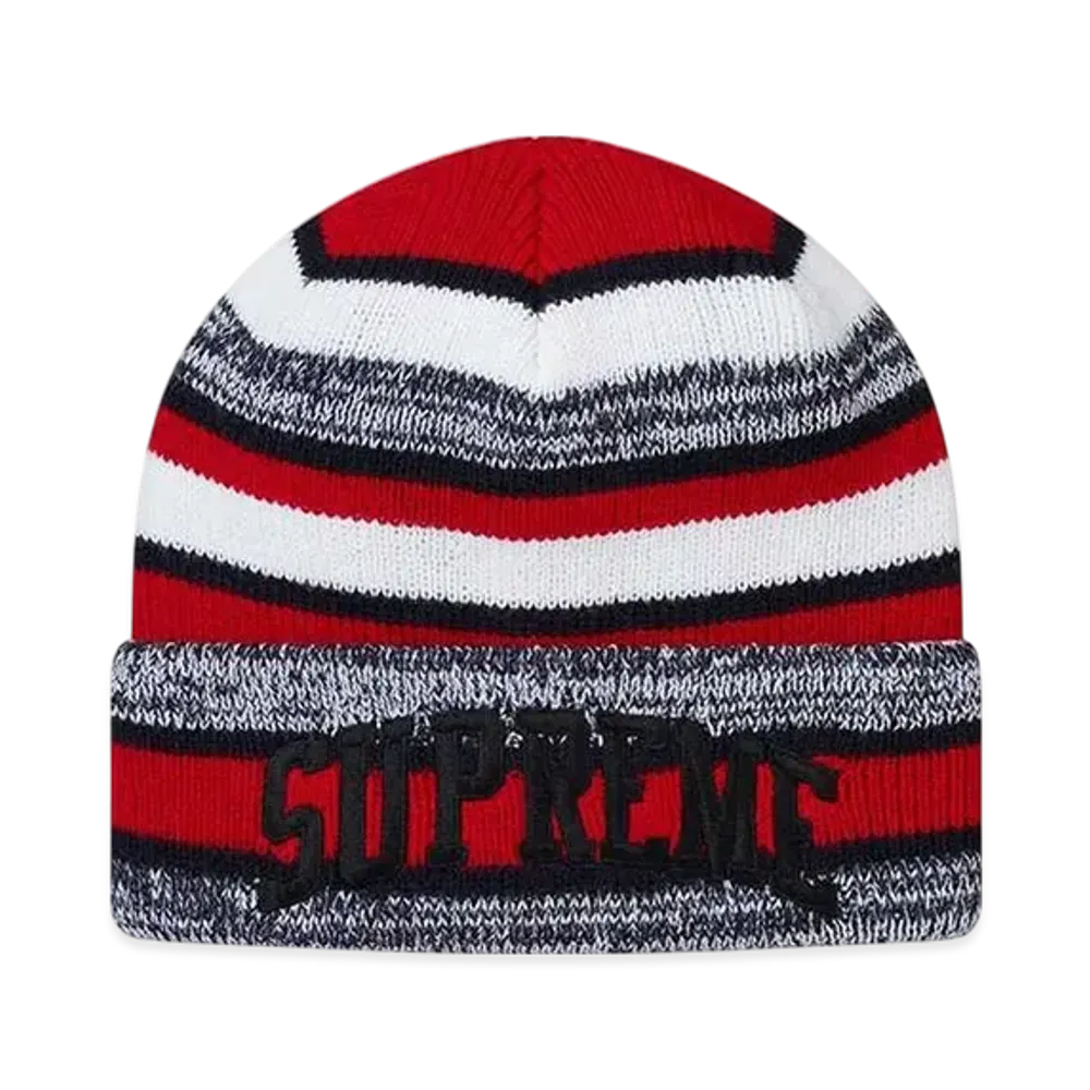 Supreme Heather Stripe Beanie "Red"