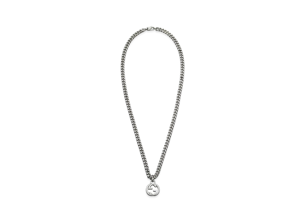 GUCCI Silver Necklace with Interlocking G Pendant "Silver"