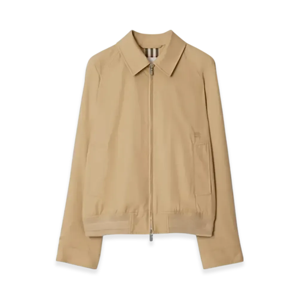 Burberry Gabardine Chesterfield Harrington Jacket "Flax"