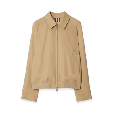 Burberry Gabardine Chesterfield Harrington Jacket "Flax"