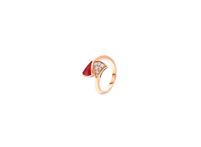 BVLGARI Divas' Dream Ring With Diamonds and Carnelian "Pink Gold/Red"
