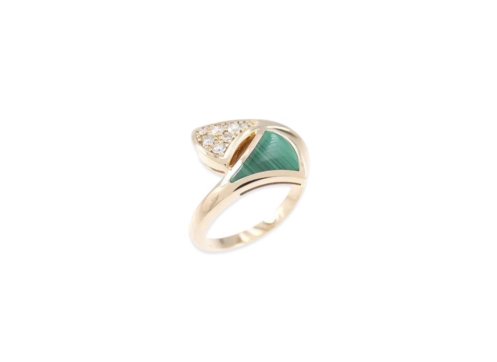 BVLGARI Divas Dream Ring Pave Diamond Malachite "Pink Gold"