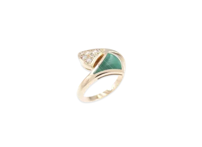 BVLGARI Divas Dream Ring Pave Diamond Malachite "Pink Gold"