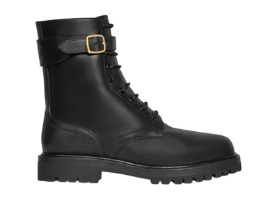 CELINE Women's Kurt Lace-Up Mid Boot In Calfskin - Vegetal Tanning "Black"