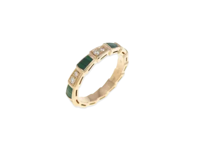 BVLGARI Serpenti Viper Ring Pave Diamond Malachite "Green"