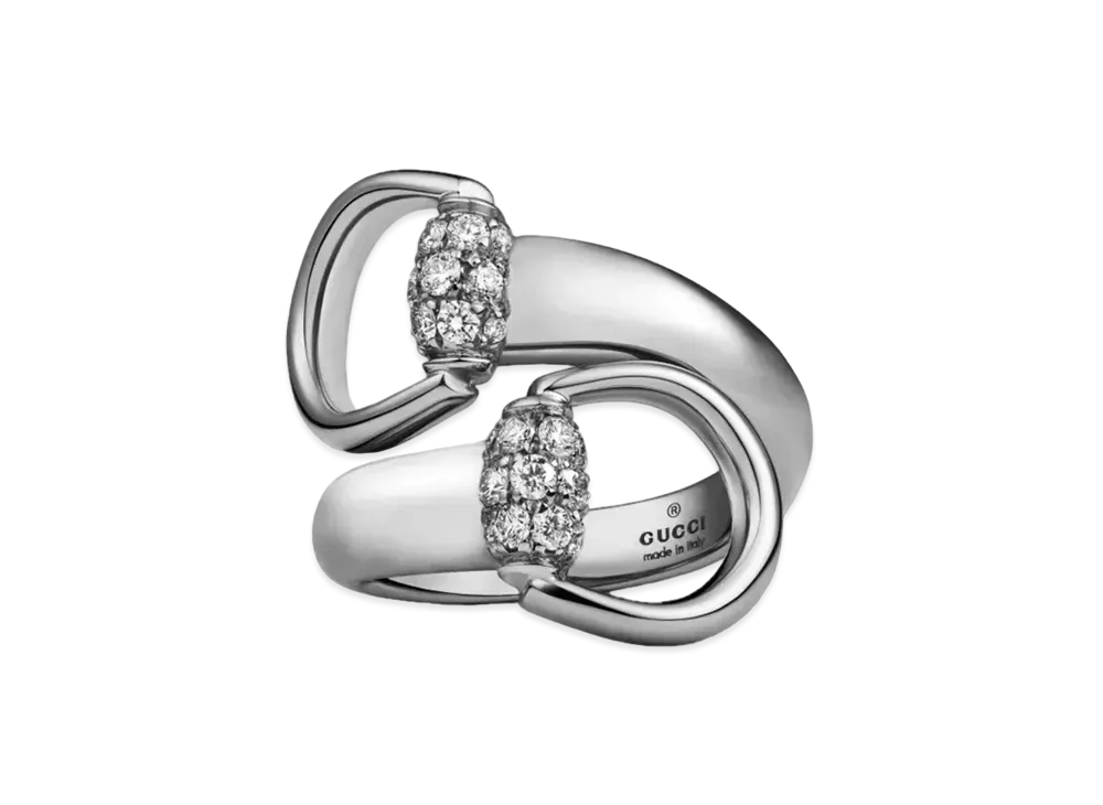 GUCCI White Gold Horsebit Ring with Diamonds "White Gold"