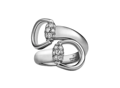 GUCCI White Gold Horsebit Ring with Diamonds "White Gold"