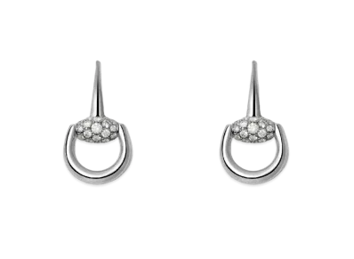 GUCCI Horsebit Earrings With Diamonds "White Gold"