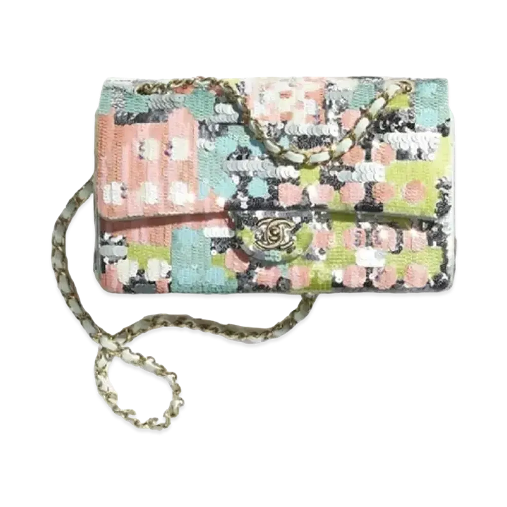 CHANEL Classic Handbag Satin Sequins "Multicolor"