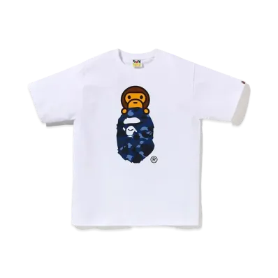 A BATHING APE Color Camo Milo On Ape Head Tee "White/Navy"