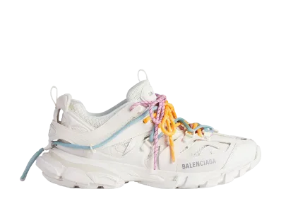 BALENCIAGA Women's Track Trail Laces Sneaker "White/Tangerine/Blue/Pink"