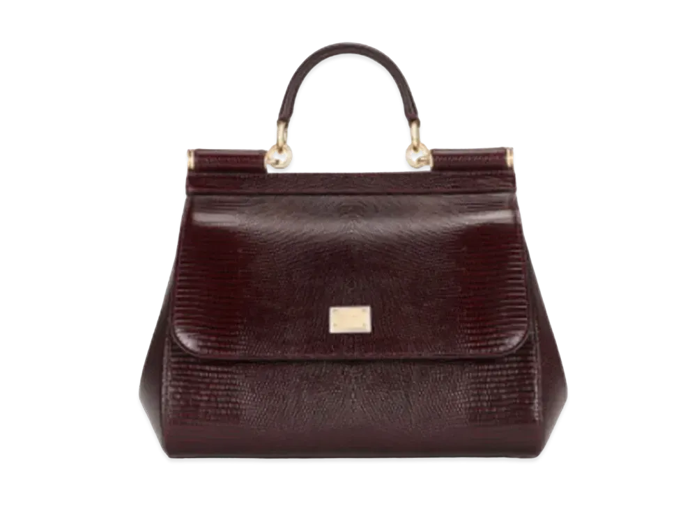 Dolce&Gabbana Sicily Bag Medium Iguana Print Calfskin "Red"