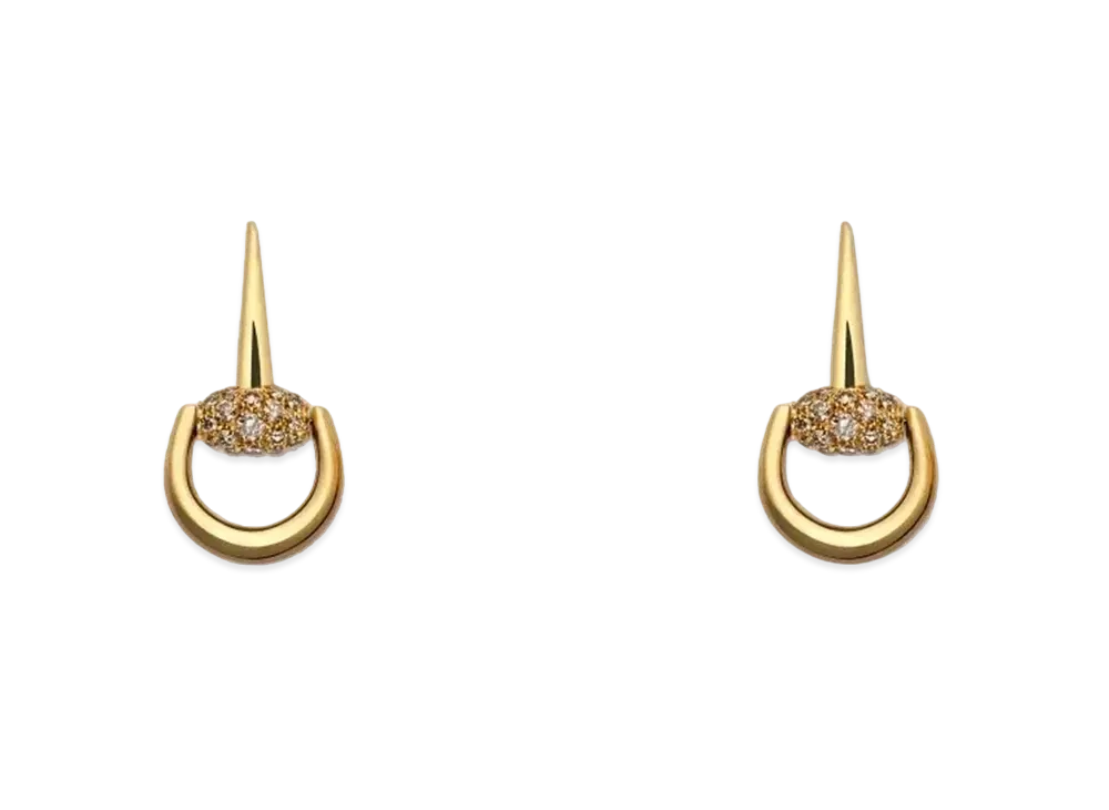 GUCCI Gold Horsebit Earrings With Diamonds "Gold"