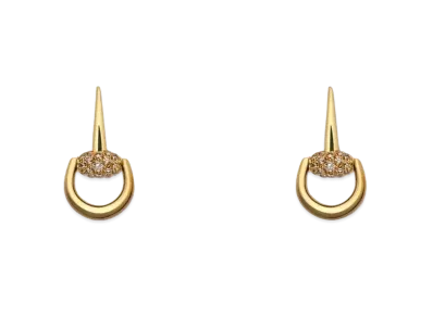 GUCCI Gold Horsebit Earrings With Diamonds "Gold"