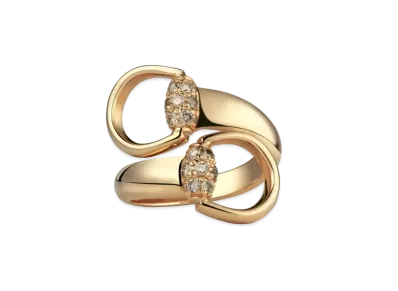 GUCCI Gold Horsebit Ring with Diamonds "Gold"