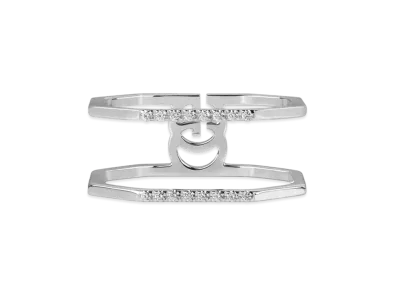 GUCCI White Gold Diamond Double G Connect Ring "White Gold"