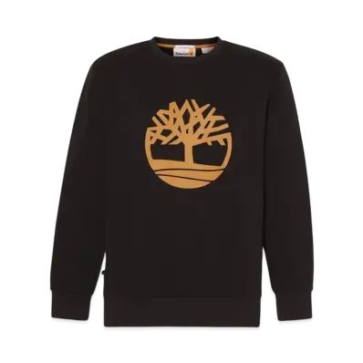 Timberland Men's Northwood Tree Logo Brush Back Crewneck Tee "Black"