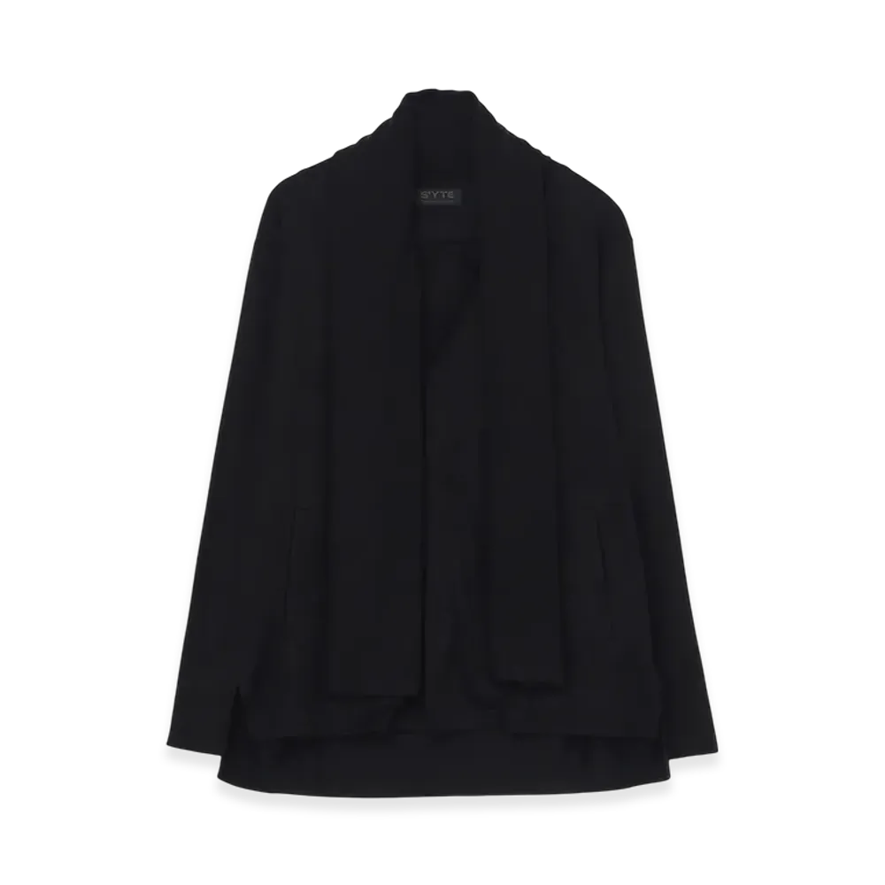 S'YTE Ac/W Jersey Stole V-Neck Cardigan "Black"