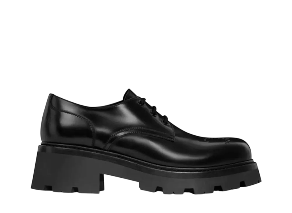 CELINE Women's Triomphe Rangers Derby With Perforated Triomphe In Polished Bull "Black"