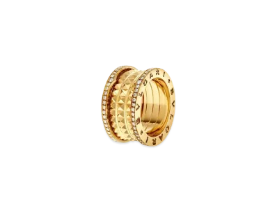 BVLGARI B Zero 1 Lock 4 Band Ring Pave Diamond "Yellow Gold"