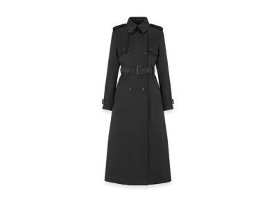 Dior Women's Pleated Trench Coat Technical Silk Twill "Black"