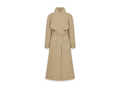 Dior Women's Belted Trench Coat with Criss Cross Collar Gabardine "Beige"