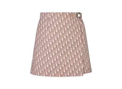Dior Women's Skort Technical Taffeta Jacquard Oblique Motif "Pink"