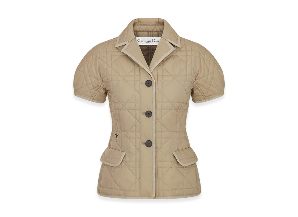 Dior Women's Macrocannage Fitted Jacket with Puff Sleeves Gabardine "Beige"