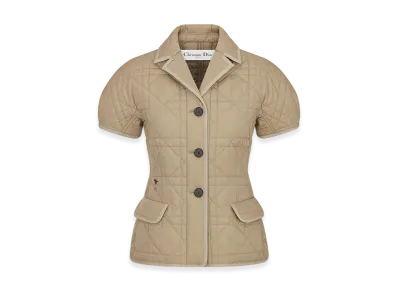 Dior Women's Macrocannage Fitted Jacket with Puff Sleeves Gabardine "Beige"