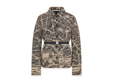 Dior Women's 2-In-1 Jacket Gabardine Plan Paris Motif "Beige/Black"