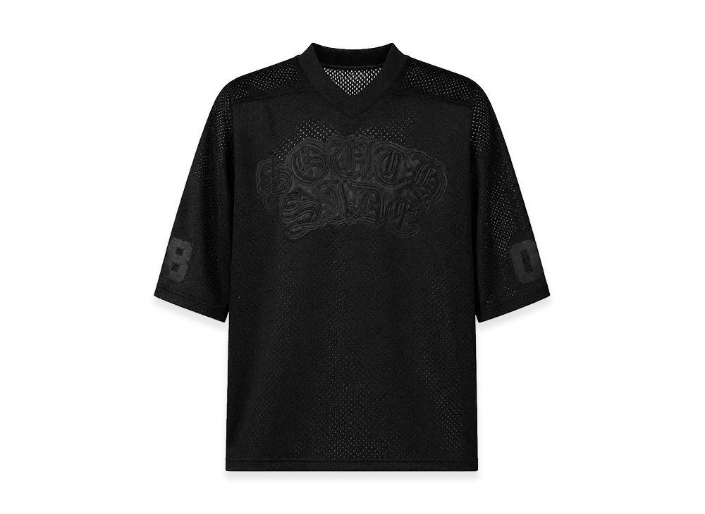BREATH Faux Leather Patch Mesh Tee "Black"