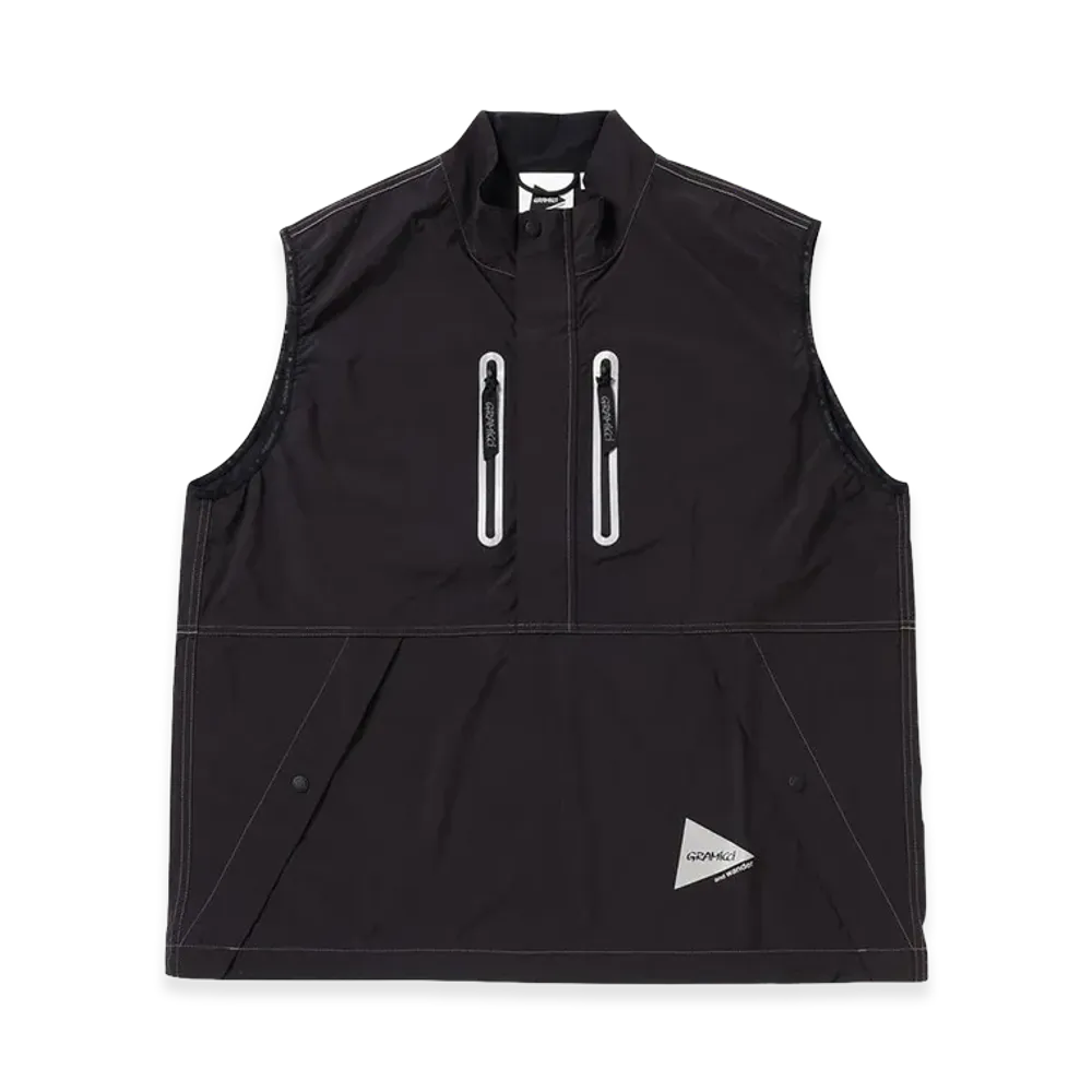 GRAMICCI x and wander Brushed Nylon Vest "Black"