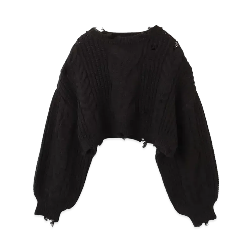 atmos pink Cable Damaged Knit "Black"