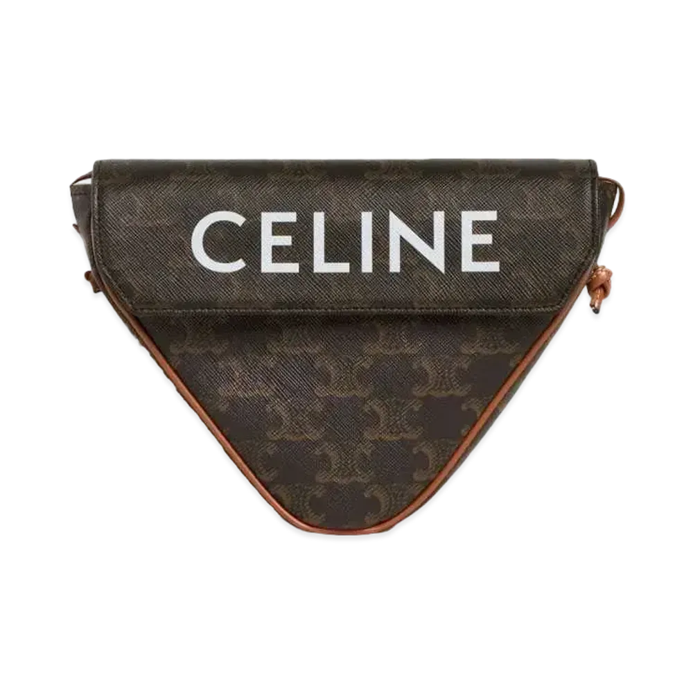 CELINE Triangle Bag in Triomphe Canvas with CELINE Print "Tan"