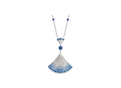 BVLGARI Divas' Dream Necklace With Pave Diamonds and Sapphires "White Gold/Blue"