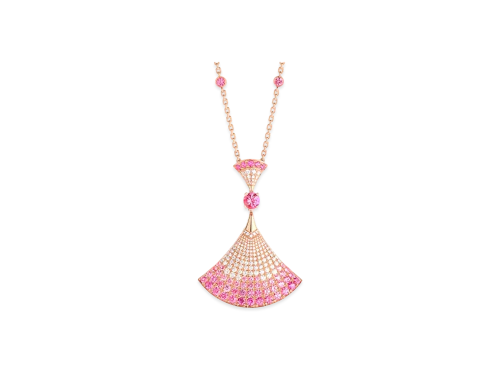 BVLGARI Divas' Dream Necklace With Pave Diamonds and Rubies and Pink Sapphires "Pink Gold"