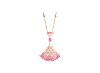 BVLGARI Divas' Dream Necklace With Pave Diamonds and Rubies and Pink Sapphires "Pink Gold"