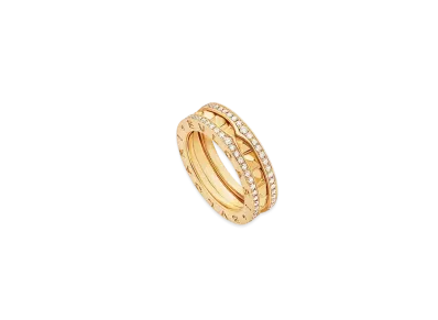 BVLGARI B Zero 1 Rock 1 Band Ring Pave Diamond 18K "Yellow Gold"