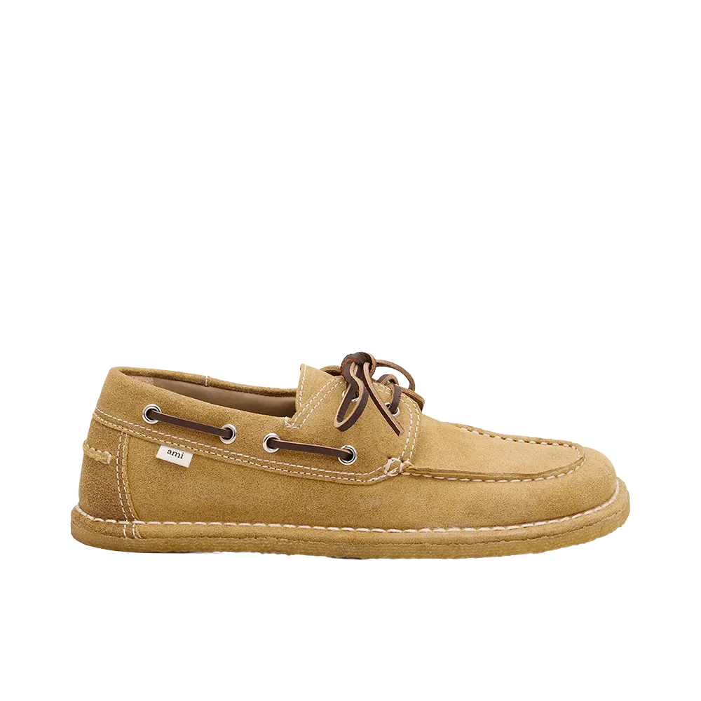 AMI PARIS Cow Leather Boat Shoes "Beige"