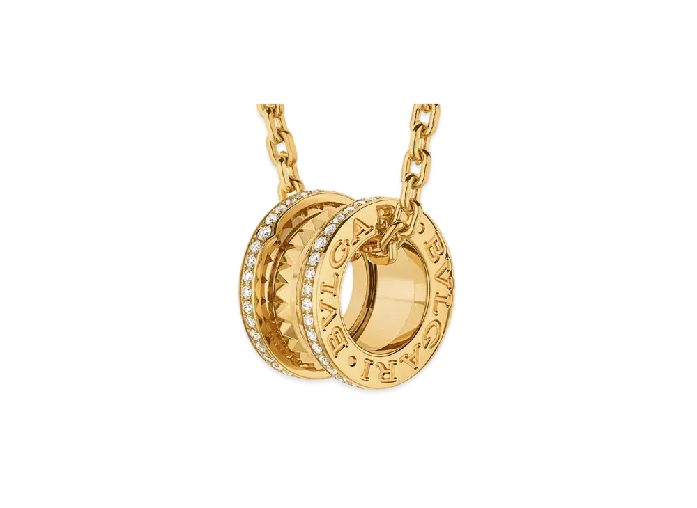 BVLGARI B Zero 1 Lock Pendant Necklace Diamonds "Yellow Gold"