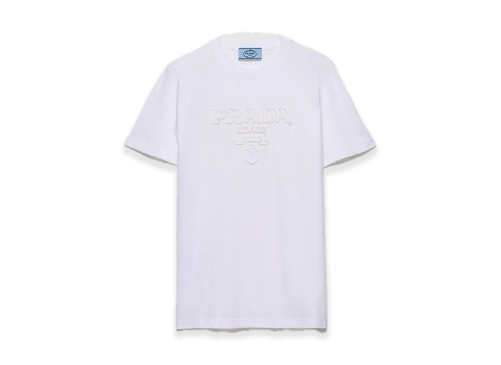 PRADA Embroidered Jersey Tee "White"