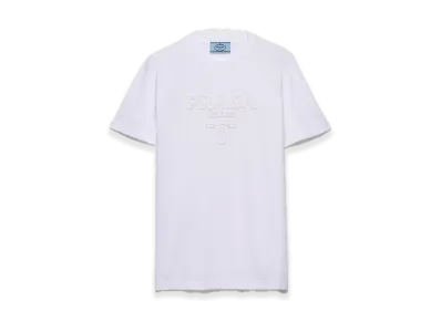 PRADA Embroidered Jersey Tee "White"