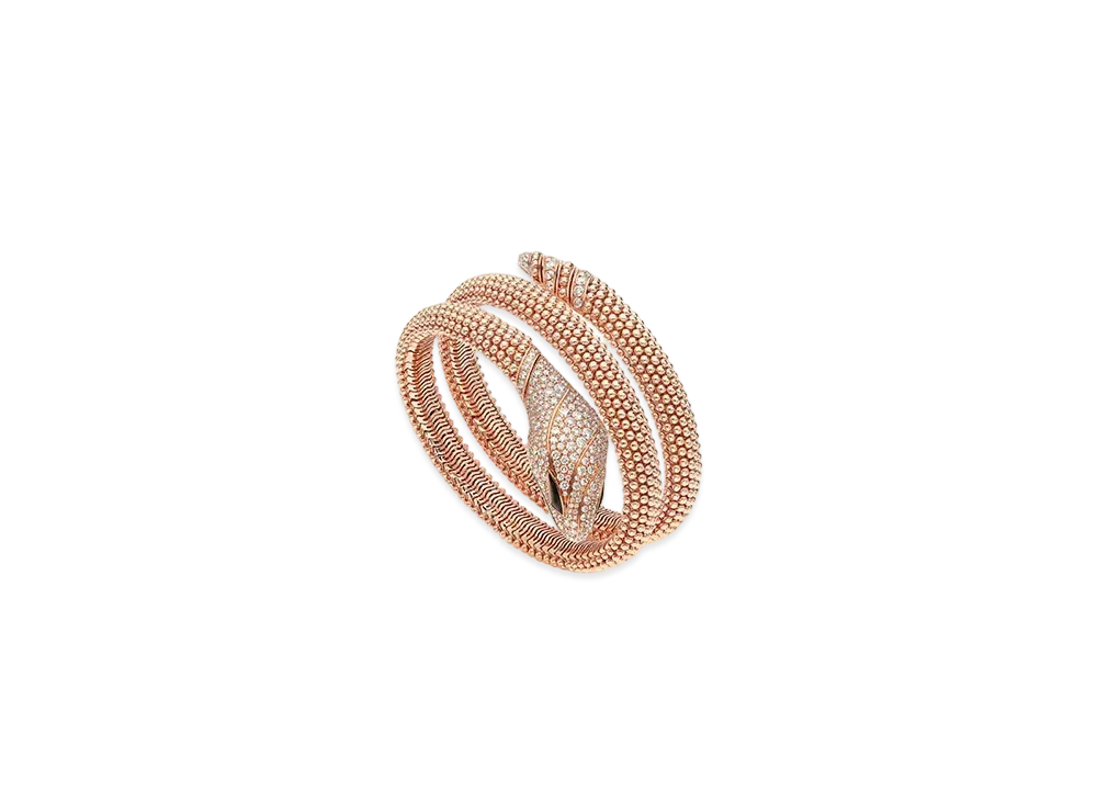 BVLGARI Serpenti Pallini Bracelet Pave Diamond Onyx 18K "Black/Pink Gold"