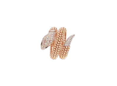BVLGARI Serpenti Ring Pave Diamond Onyx "Black/Pink Gold"