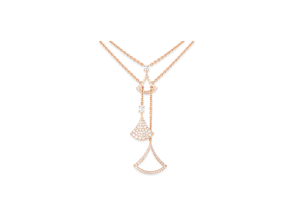 BVLGARI Divas' Dream Necklace With Pave Diamonds and Mother of Pearl "Pink Gold"