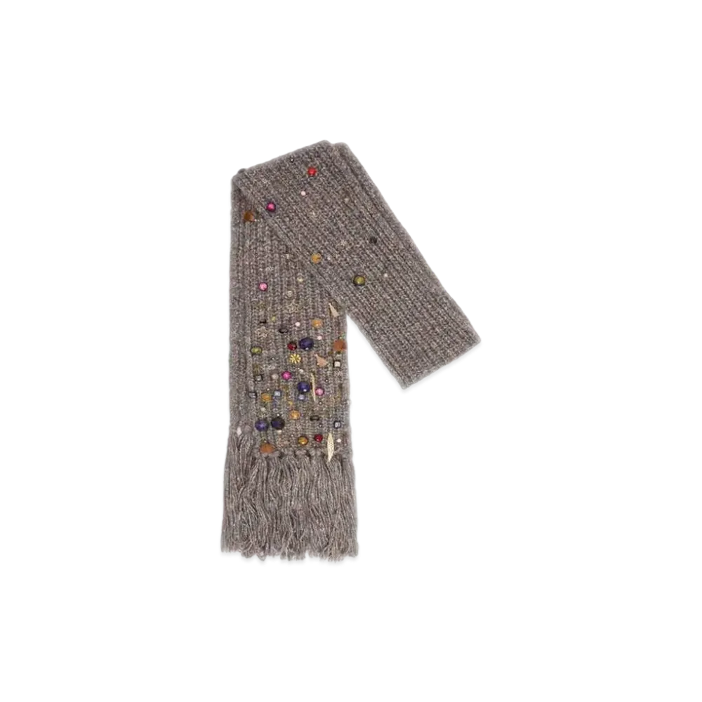 LOEWE x Howl's Moving Castle Embellished Scarf In Cashmere and Wool Blend "Multicolor"