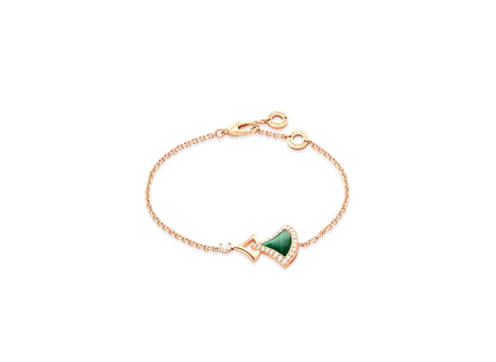 BVLGARI Divas' Dream Bracelet With Pave Diamonds "Pink Gold/Green"